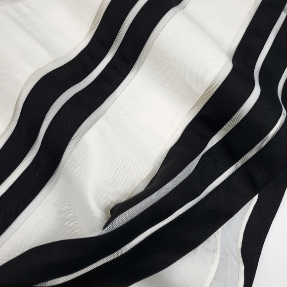 Ann Taylor Cream Blk Stripe Lace Silk Skirt Sz 2 - Picture 8 of 13